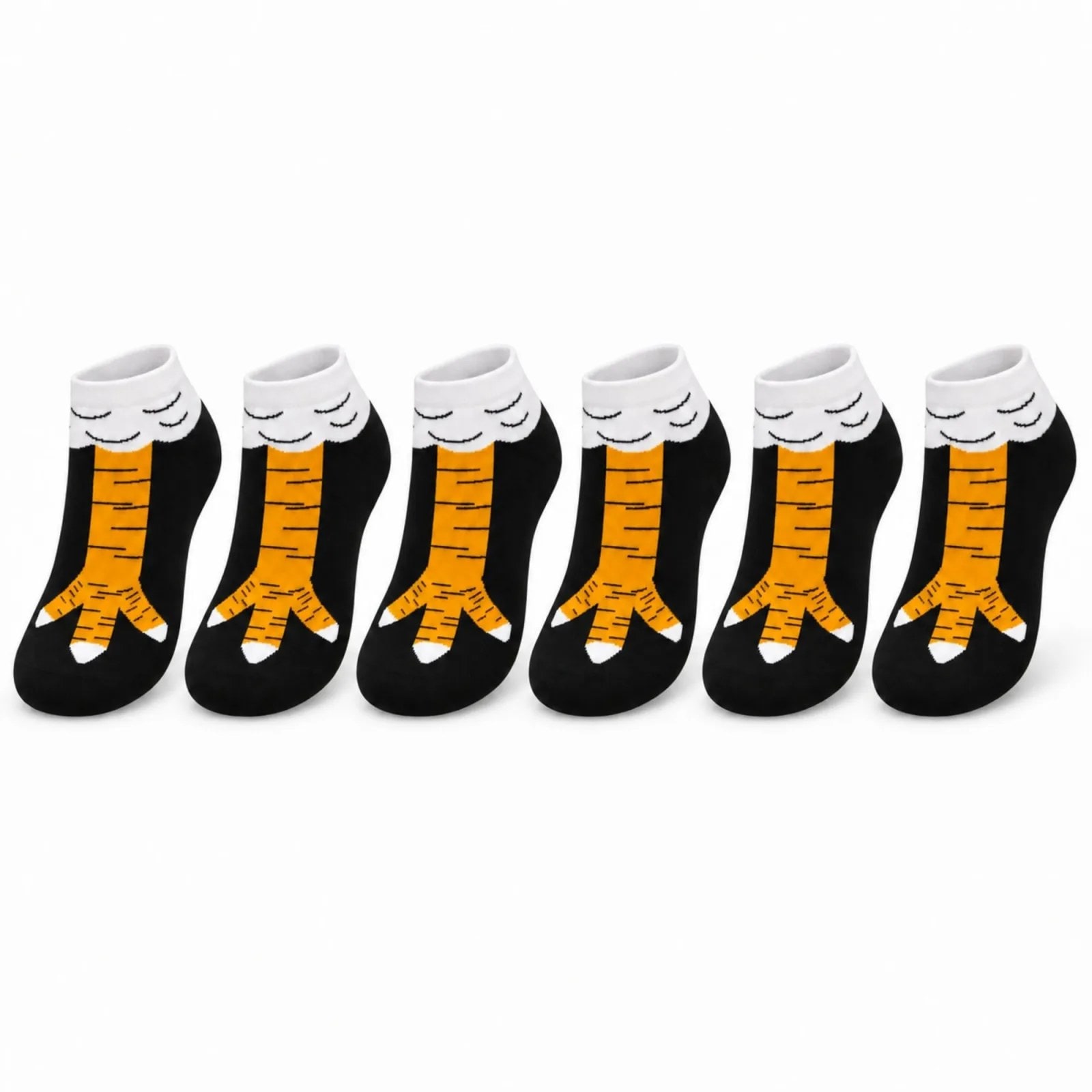Kadın Tavuk Ayağı 6'lı Desenli Patik Çorap Dikişsiz Pamuklu Eğlenceli Sneaker Günlük Çorap Komik Set — görsel 1/7