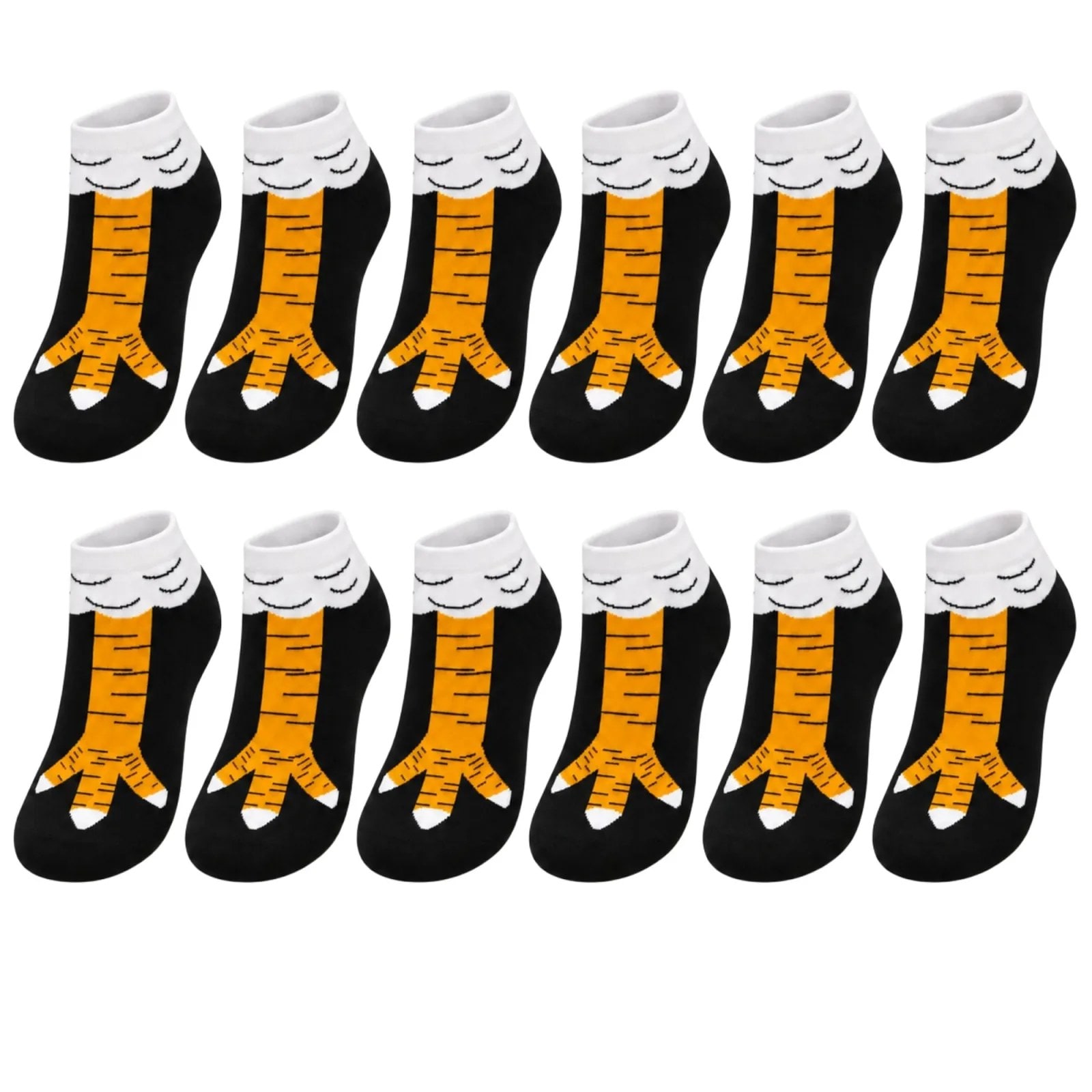 Kadın Tavuk Ayağı 12'li Desenli Patik Çorap Dikişsiz Pamuklu Eğlenceli Sneaker Günlük Çorap Seti — görsel 1/7