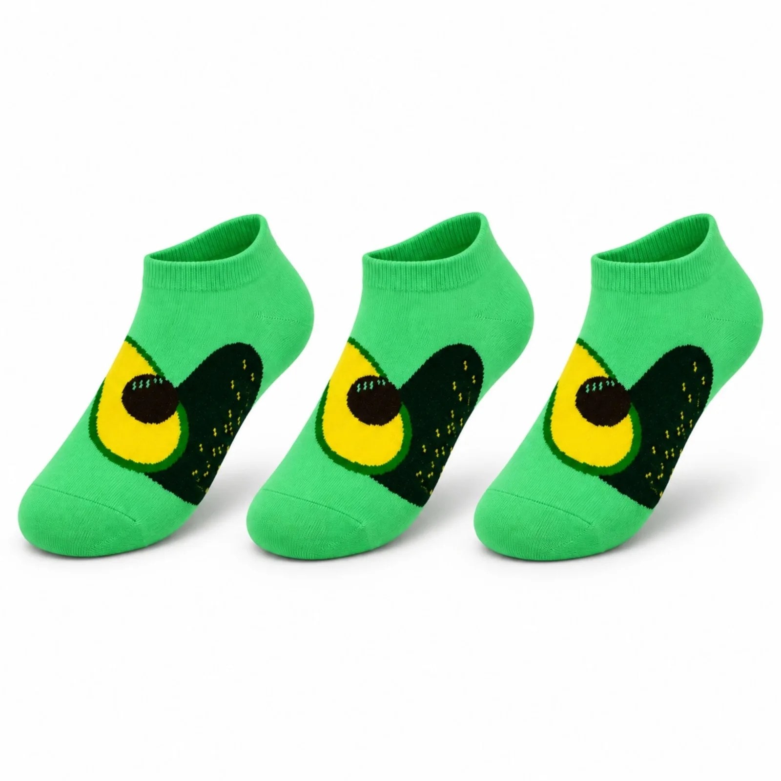 Kadın Avokado 3'lü Desenli Patik Çorap Pamuklu Dikişsiz Sneaker Uyumlu Eğlenceli Günlük Çorap — görsel 1/7