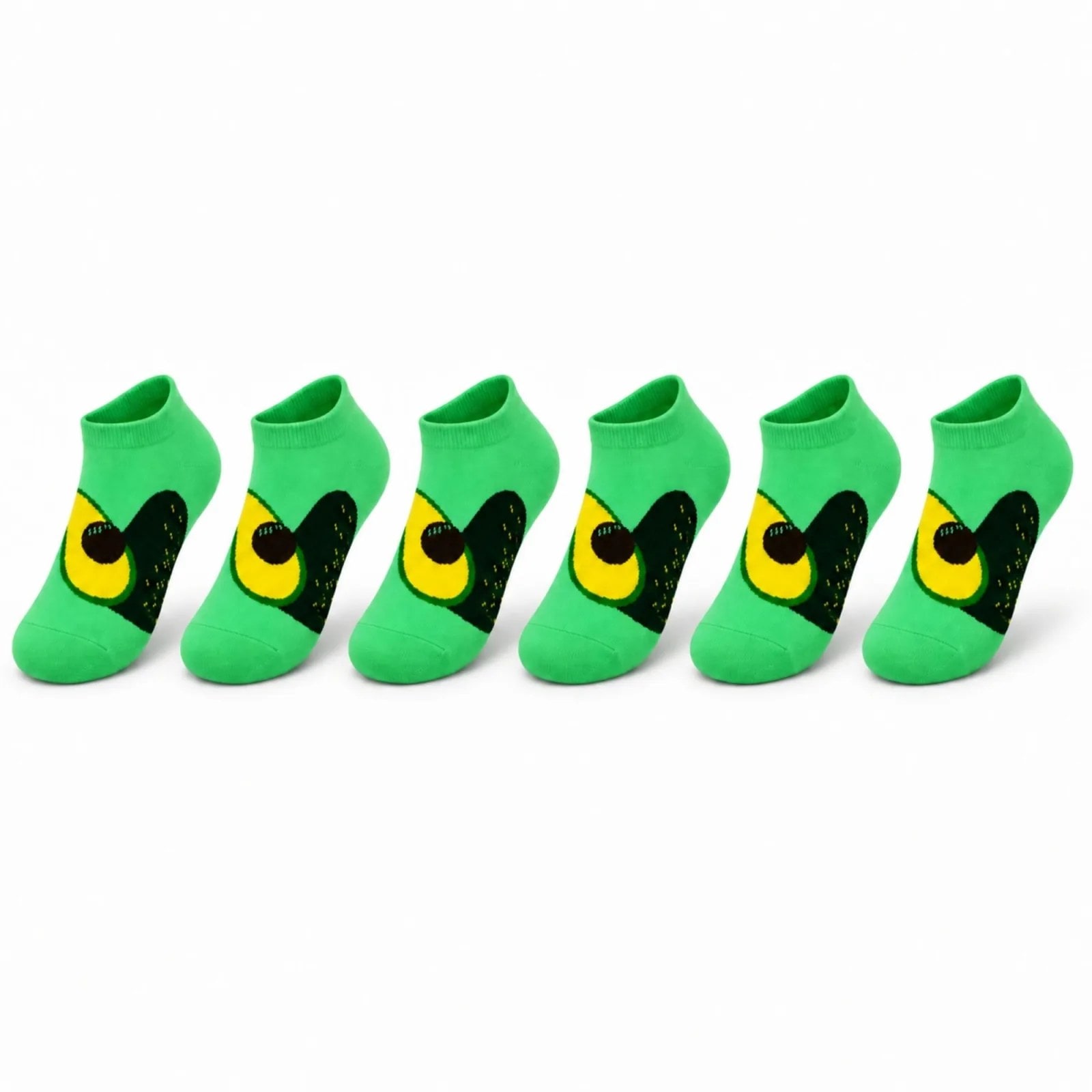 Kadın Avokado 6'lı Desenli Patik Çorap Pamuklu Dikişsiz Sneaker Uyumlu Eğlenceli Günlük Çorap Seti — görsel 1/7