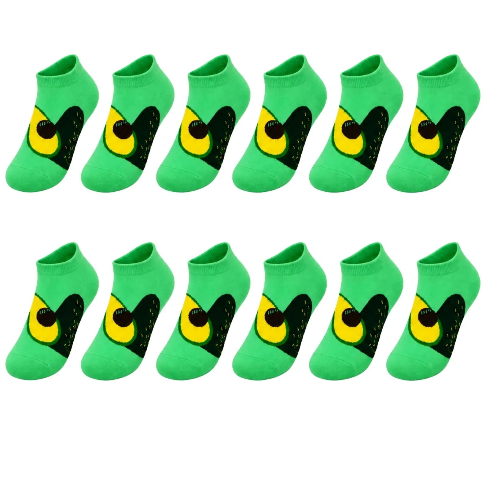 Kadın Avokado 12'li Desenli Patik Çorap Pamuklu Dikişsiz Sneaker Uyumlu Eğlenceli Günlük Set — görsel 1/7