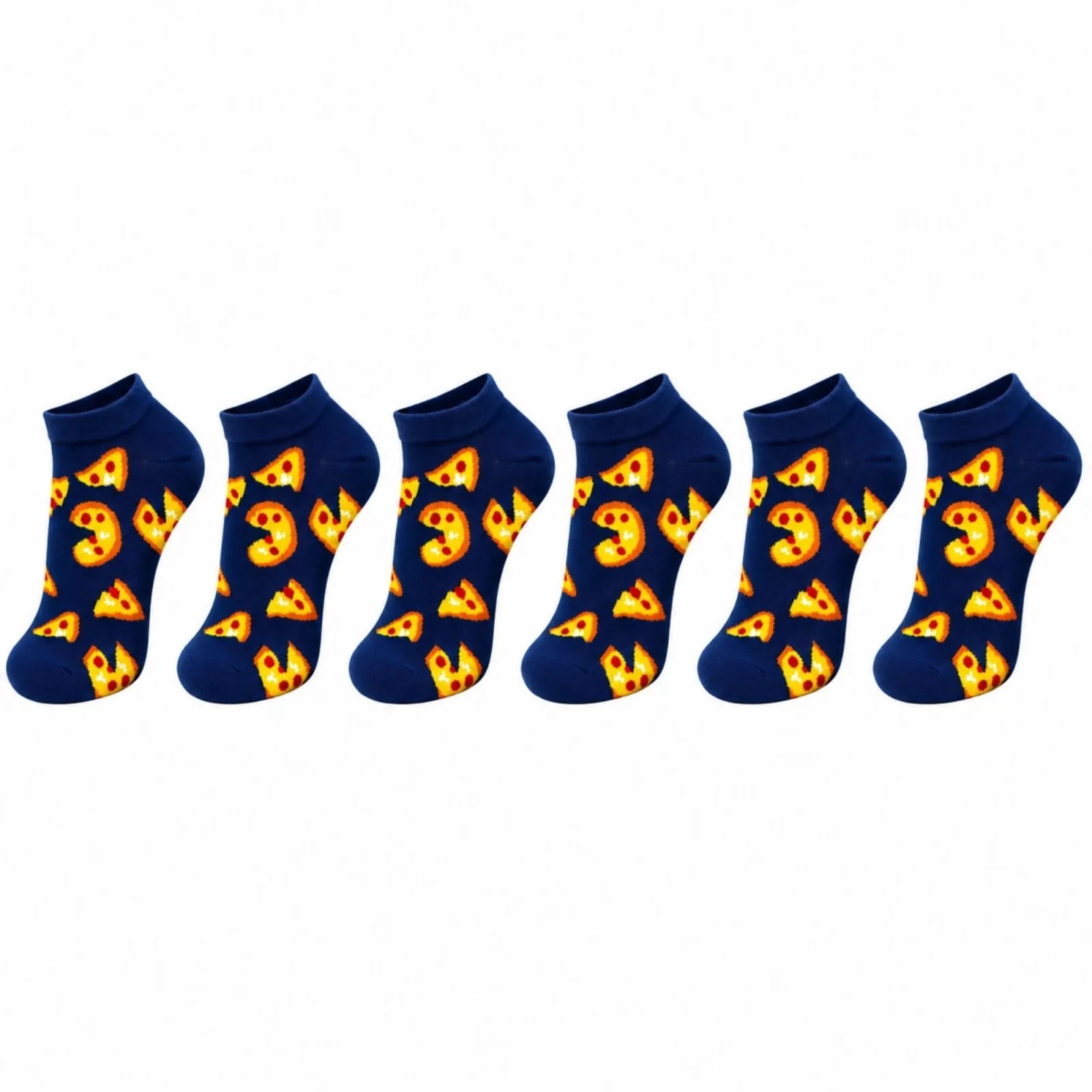 Pizza Desenli 6'lı Lacivert Patik Çorap Unisex Kısa Sneaker Günlük Çorap Seti Avantajlı Paket Rahat! — görsel 1/7
