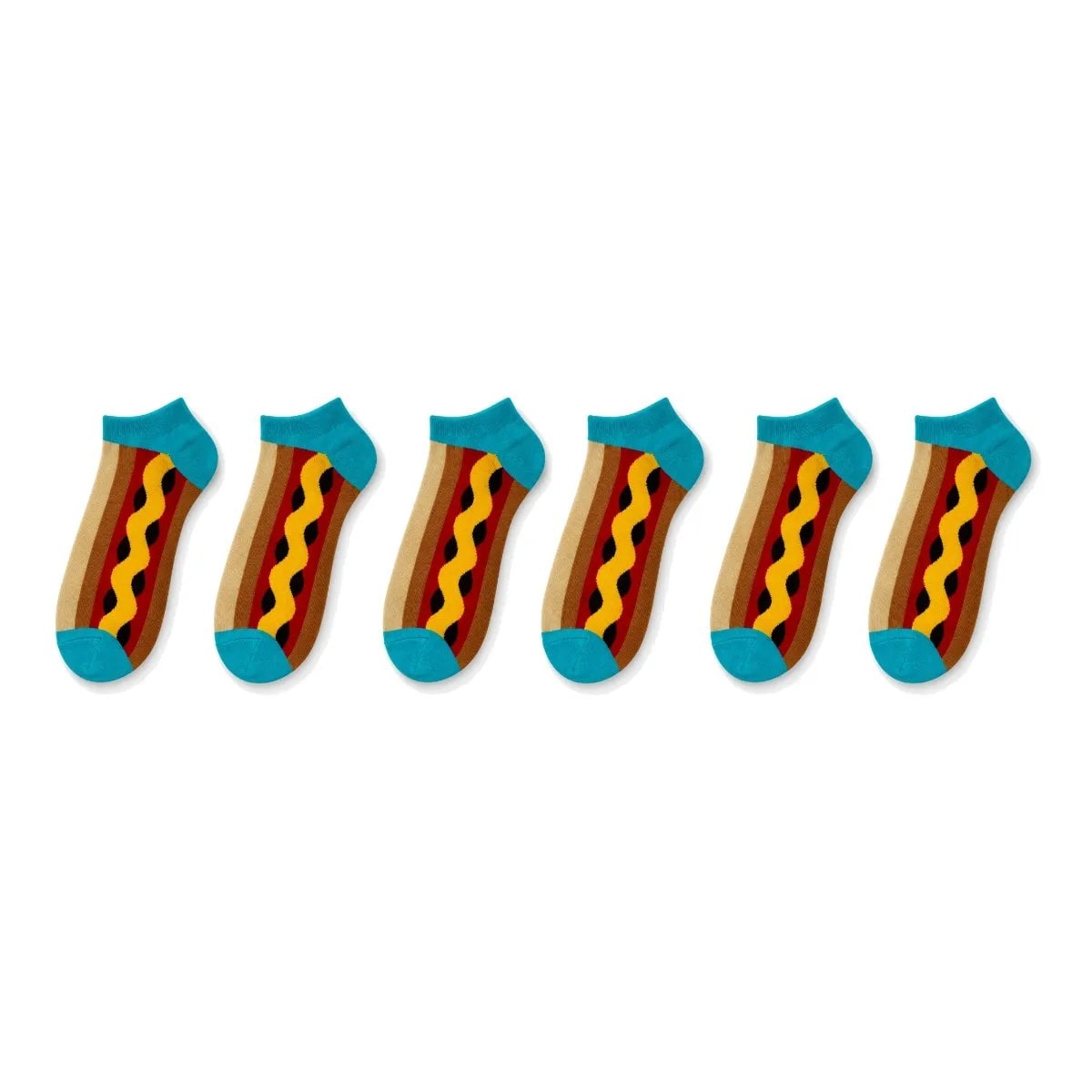 Hot Dog Desenli Patik 3'lü Çorap Seti | Renkli Eğlenceli Günlük Kısa Bilek Çorap Çoklu Paket Fırsatı — görsel 1/13