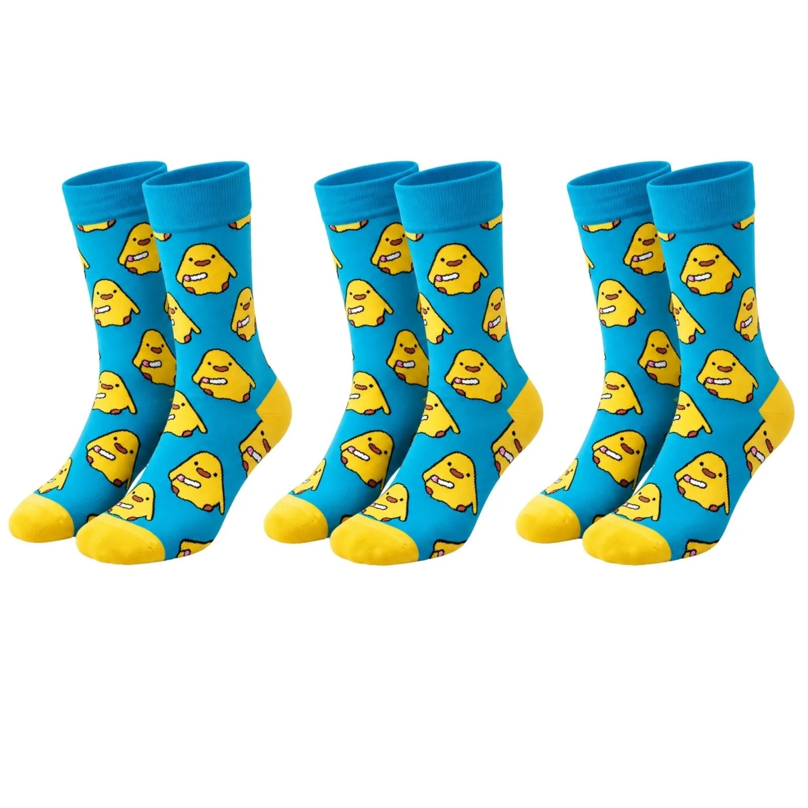 Renkli Civciv Desenli Unisex Çorap 3'lü Set | Yumuşak, Esnek, Konforlu Ve Günlük Kullanıma Uygun — görsel 1/7
