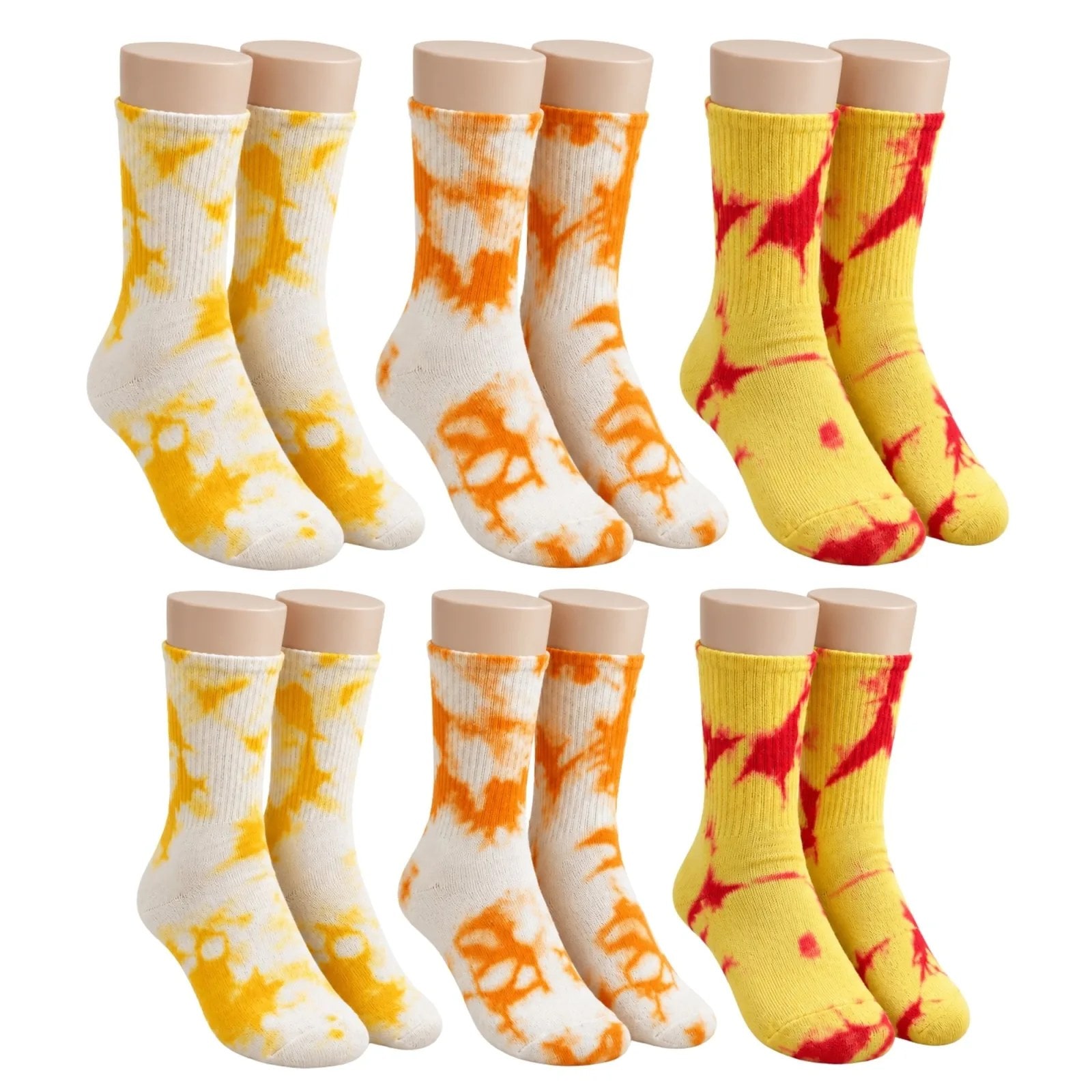 Unisex Batik Desenli Çorap 6'lı Set Pamuklu Renkli Uzun Soket Dikişsiz Nefes Alan Günlük Spor Çorabı — görsel 1/7