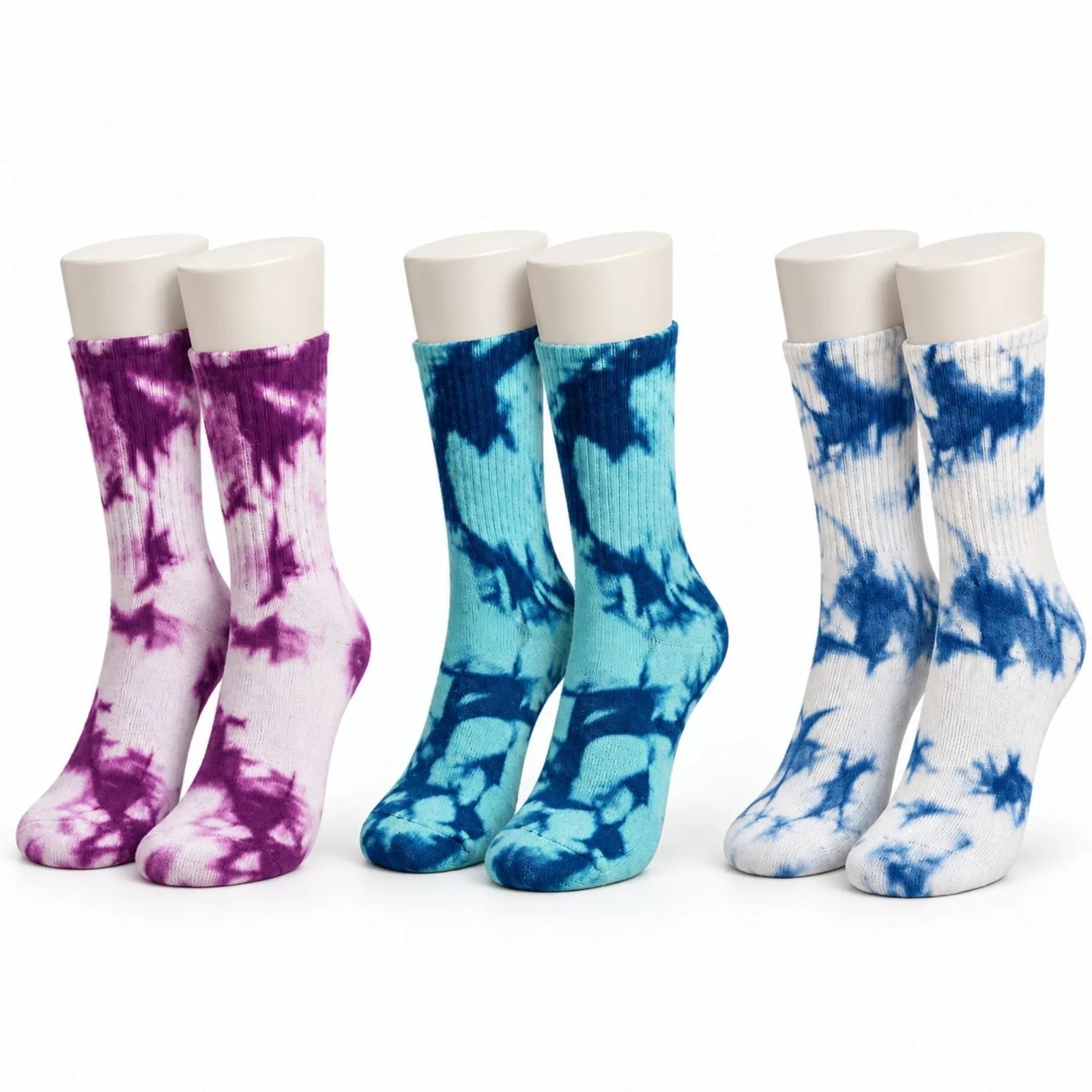 Unisex Batik Desenli Çorap 3'lü Set Pamuklu Renkli Uzun Soket Dikişsiz Nefes Alan Spor Çorabı Günlük — görsel 1/7