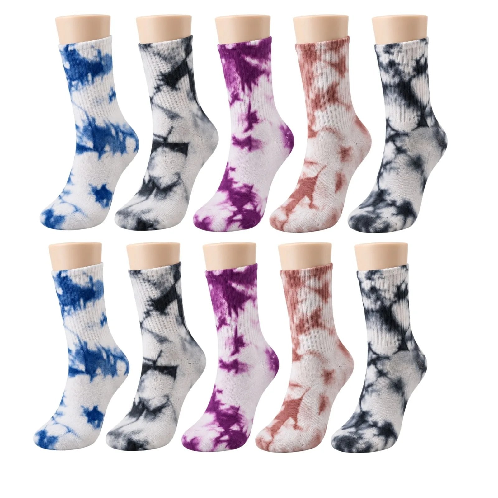 Unisex Batik Desenli Çorap 10'lu Pamuklu Renkli Uzun Soket Dikişsiz Nefes Alan Günlük Spor Çorabı — görsel 1/7