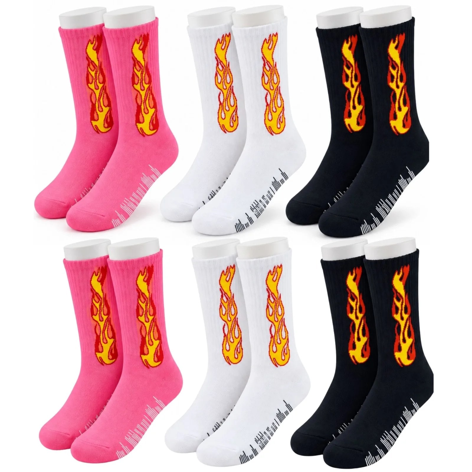 Unisex Alev Desenli Çorap 6'lı Set Pamuklu Uzun Soket Dikişsiz Nefes Alan Günlük Spor Çorabı Yumuşak — görsel 1/7