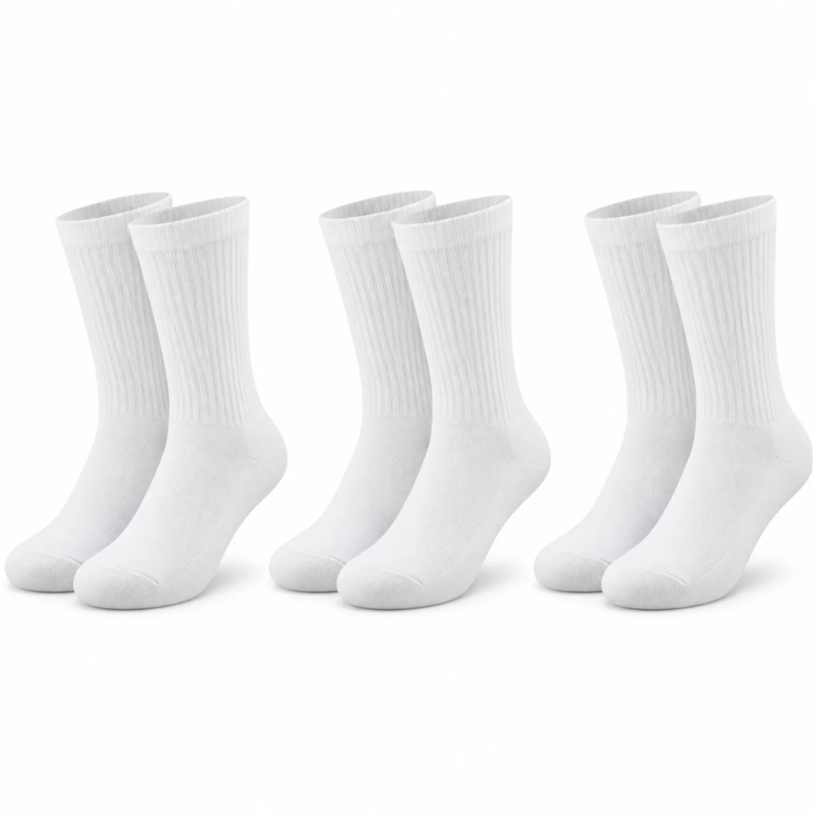 Unisex Beyaz Soket Çorap 3'lü Set %80 Pamuk Dikişsiz Burun Takviyeli Esnek Günlük Spor Çorabı Konfor — görsel 1/7