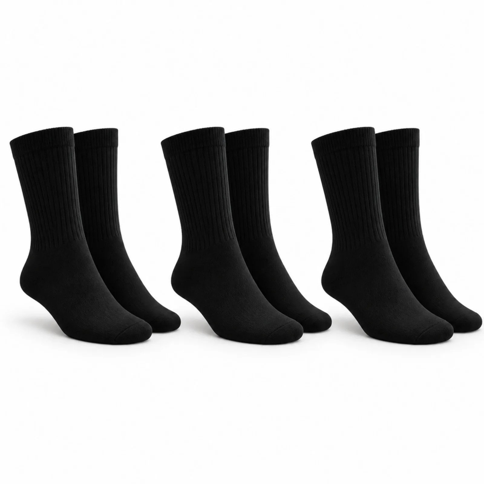 Unisex Siyah Soket Çorap 3'lü Set Düz Basic Ribanalı Günlük Spor Esnek Rahat Uzun Çorap Konforlu Set — görsel 1/7