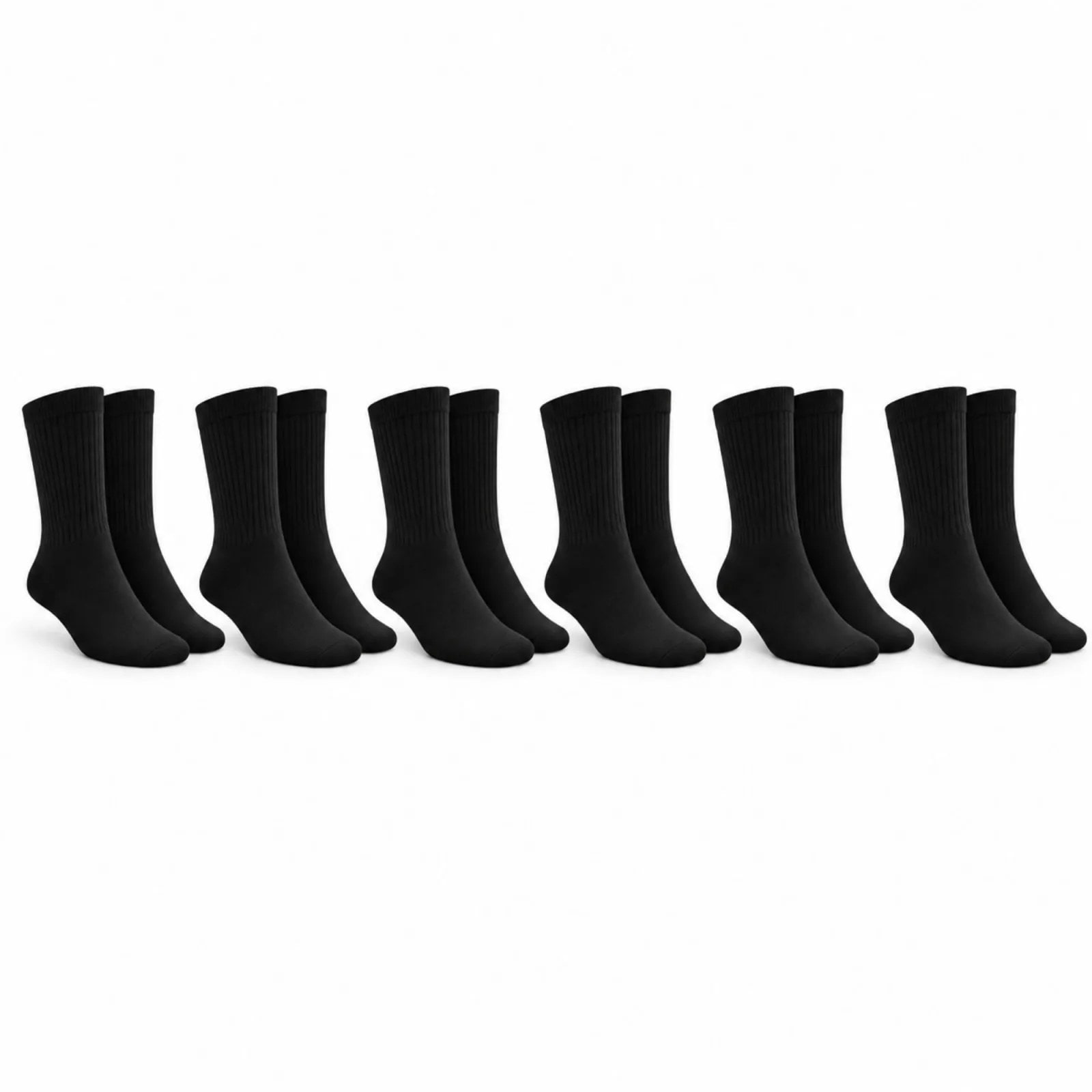 Unisex Siyah Soket Çorap 6'lı Set Düz Basic Ribanalı Günlük Spor Esnek Rahat Uzun Çorap Konforlu Set — görsel 1/7