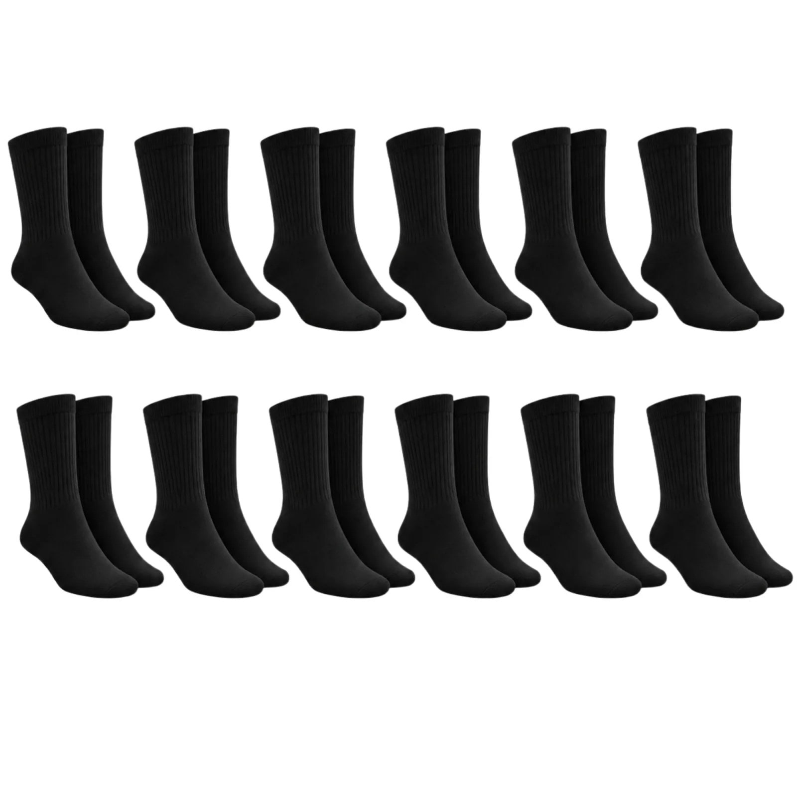 Unisex Siyah Soket Çorap 12'li Düz Basic Ribanalı Günlük Spor Esnek Rahat Uzun Çorap Konforlu Set — görsel 1/7