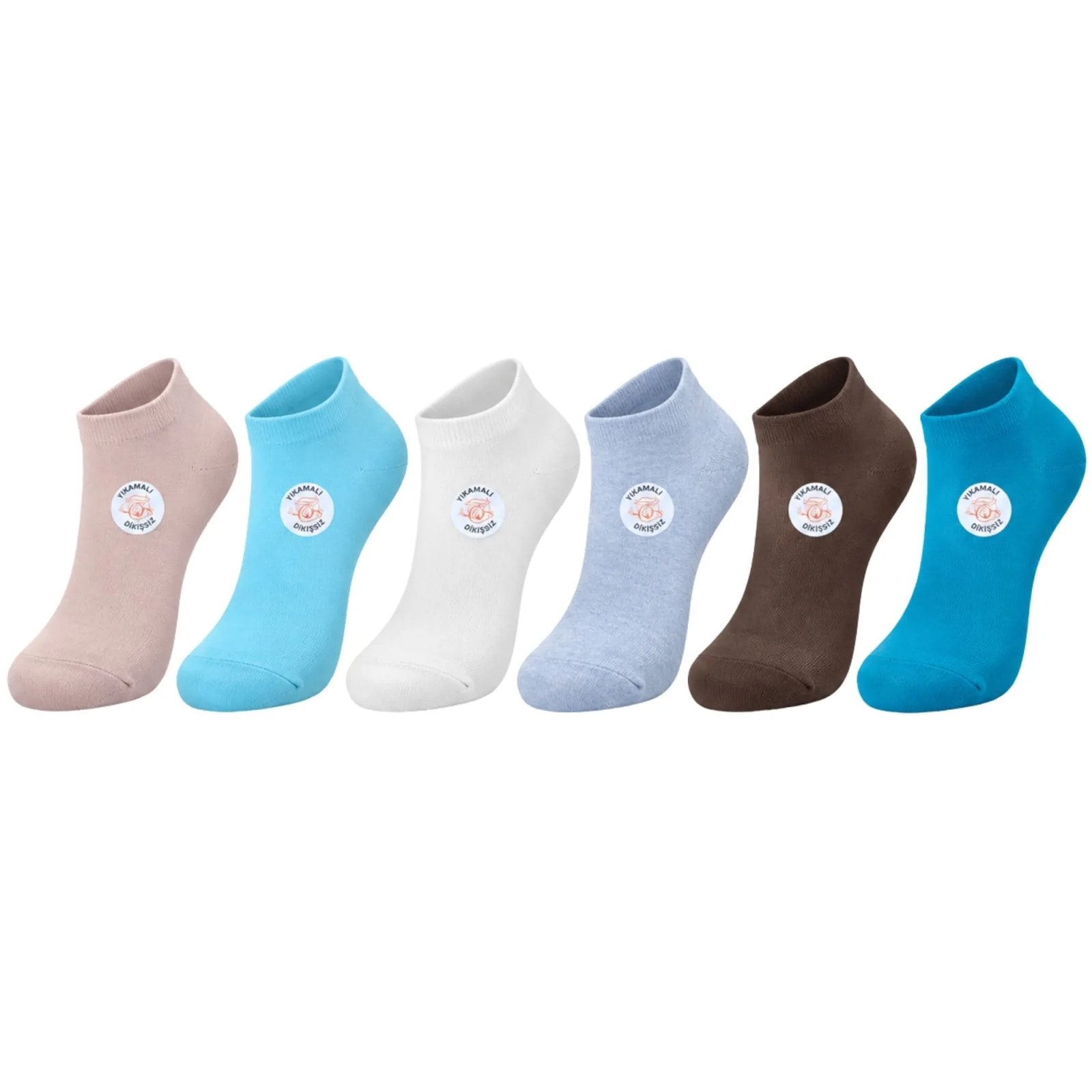 Kadın Yıkamalı Dikişsiz Patik Çorap 6'lı Kutulu Set | Renkli Günlük Sneaker Çorabı Hediyelik Paketi! — görsel 1/7