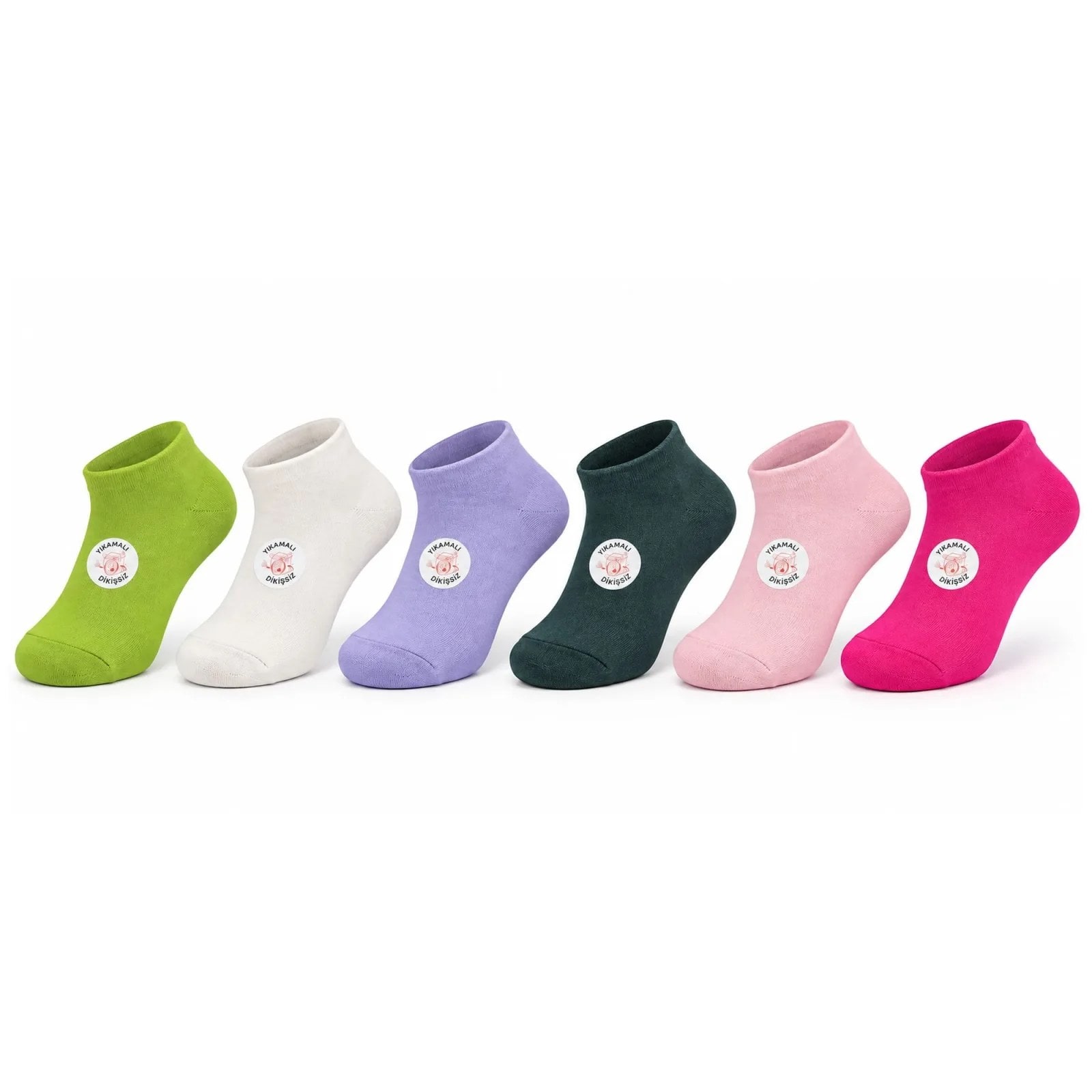 Kadın Yıkamalı Dikişsiz Patik Çorap 6'lı Kutulu Set | Renkli Kısa Sneaker Çorabı Hediyelik Paket Şık — görsel 1/7