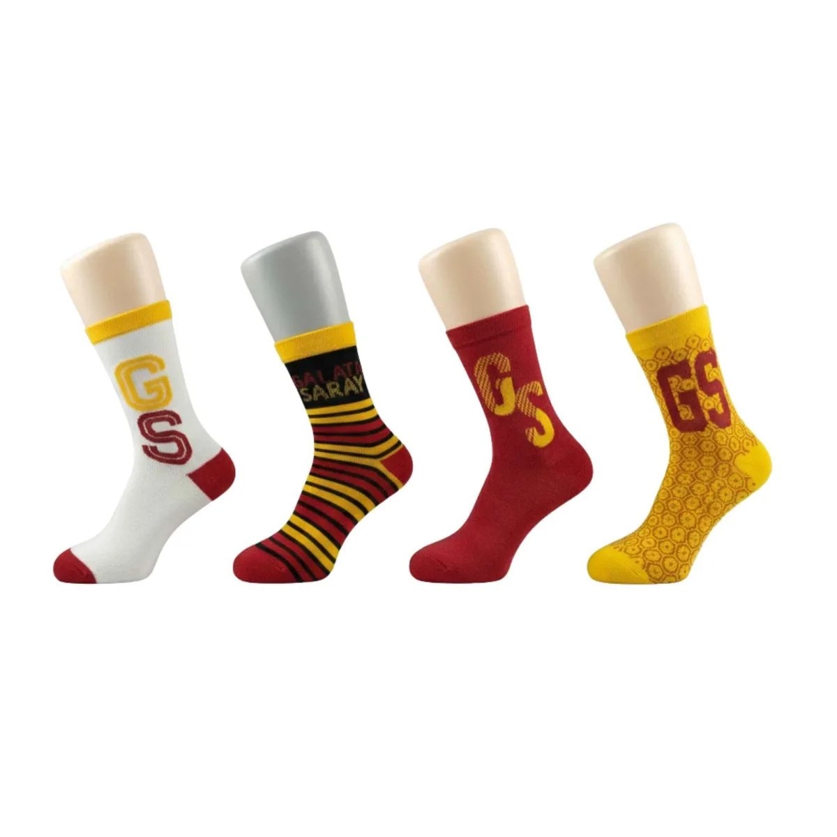 Galatasaray Lisanslı Çocuk Spor Çorabı 4’lü Set – Kız Ve Erkek Çocuk İçin Dikişsiz, Esnek Ve Rahat — görsel 1/7