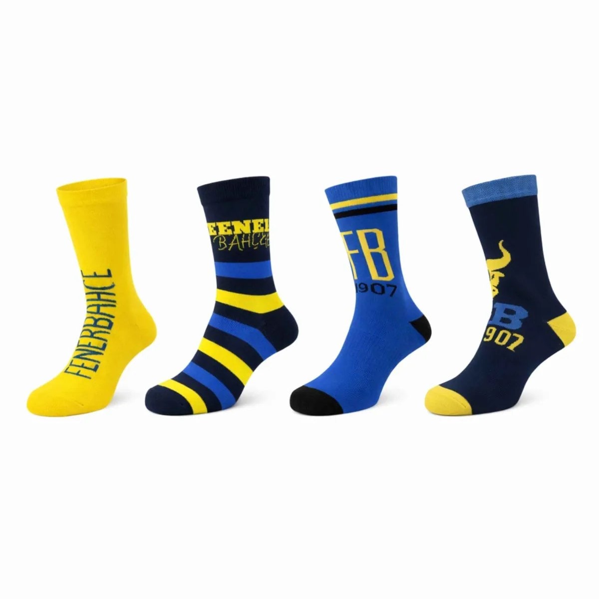 Fenerbahçe Lisanslı Çocuk Çorabı 4’lü Set | Dikişsiz, Yumuşak, Esnek Ve Hologramlı Taraftar Çorabı 19-38 Numara — görsel 1/7