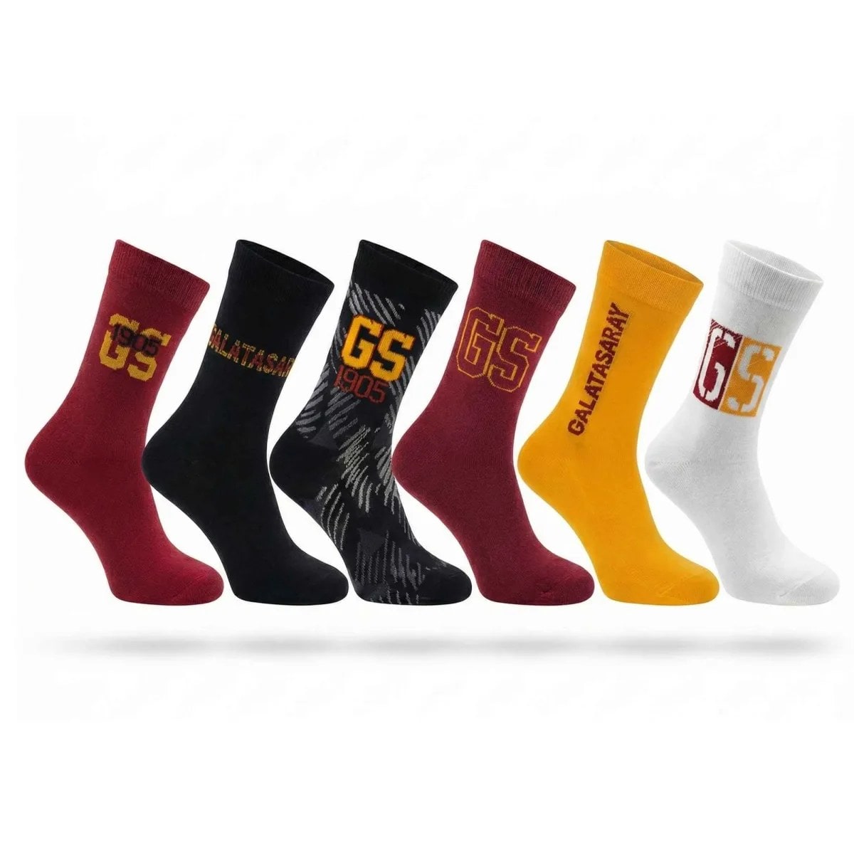 Galatasaray Lisanslı Yetişkin Çorap 6’lı Set – Kadın Erkek Gs Taraftar Çorabı, Dikişsiz Ve Esnek — görsel 1/14